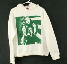 Edikted Women's Size XS Mono Print Hoodie Color White/Green Print NWT