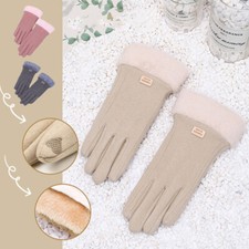 Women Plush Warm Windproof Gloves Winter Outdoor Sports Mittens Thick Gloves