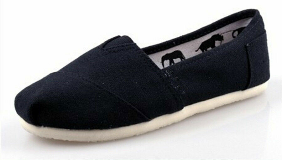 *TOM Unisex Shoes Slip-on Casual Flats Solid Canvas Leisure Loafer Shoes UK 3-10 image 5