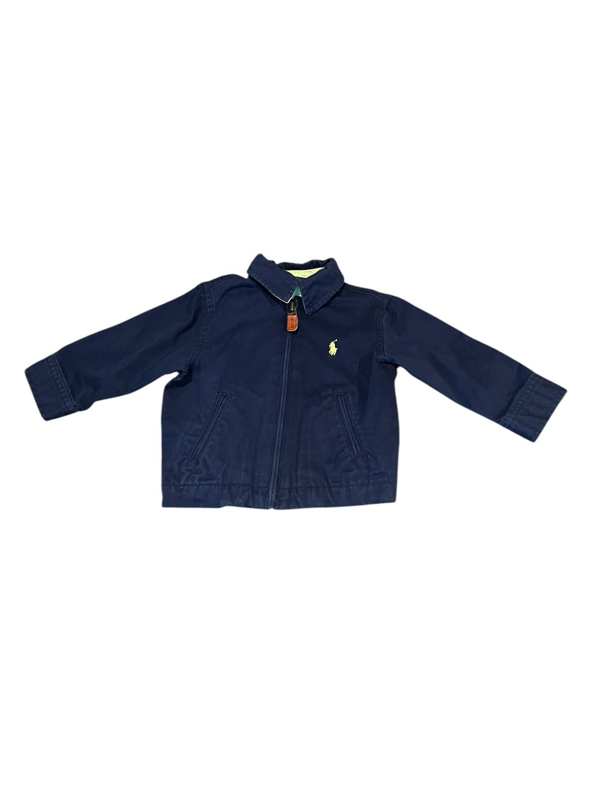 Polo Ralph Lauren verde fluo pony unisex bambino giacca zip intera tasche 12M