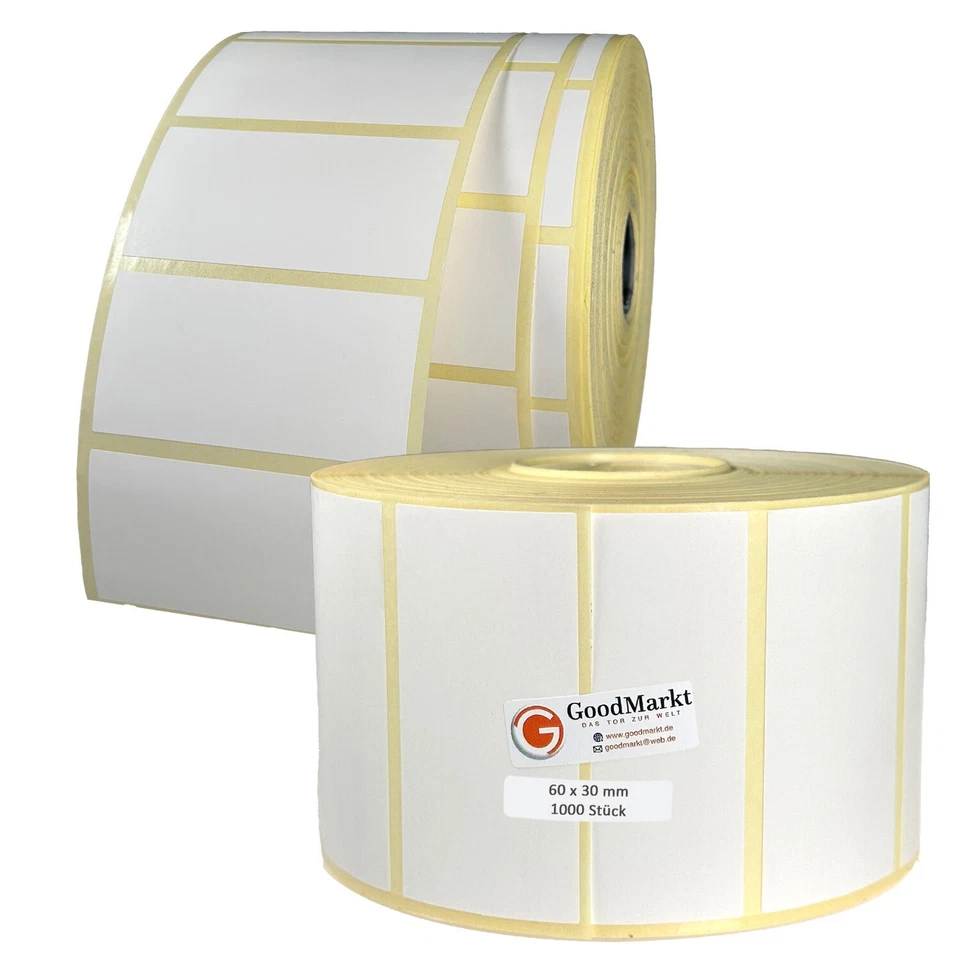 Thermo Etiketten Rolle Selbstklebend 60x30mm, für Phomemo, Zebra, Klebeetiketten - Bild 2 von 4