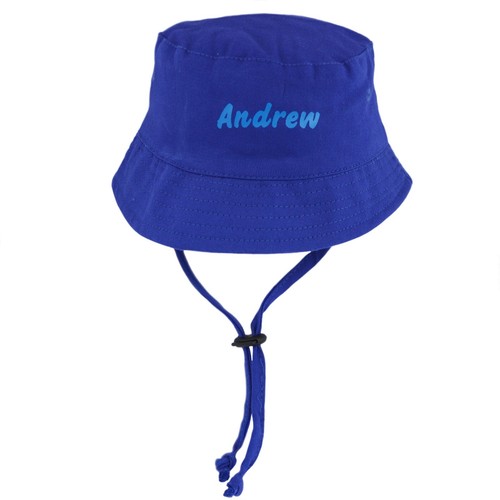 Personalised Name Baby Sun Hat Boy Girl, Custom Bucket Hat with Chin Strap 0-18m - Picture 8 of 53