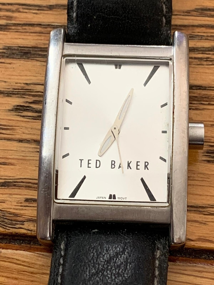 Elegant Ted Baker TB009SL WR50M Quartz Gents Tank Leather Watch Working