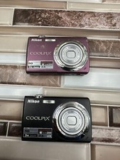 Lot Of 2 Nikon COOLPIX S220 Digital Camera-Plum/Black Turns On Lens Error