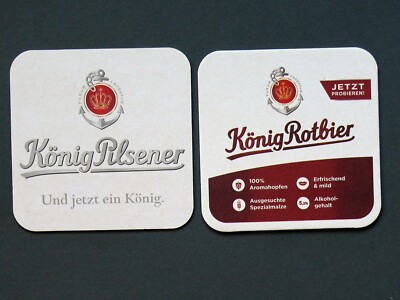König Pilsener - König Rotbier ''Now a King'' Beer Mat NEW