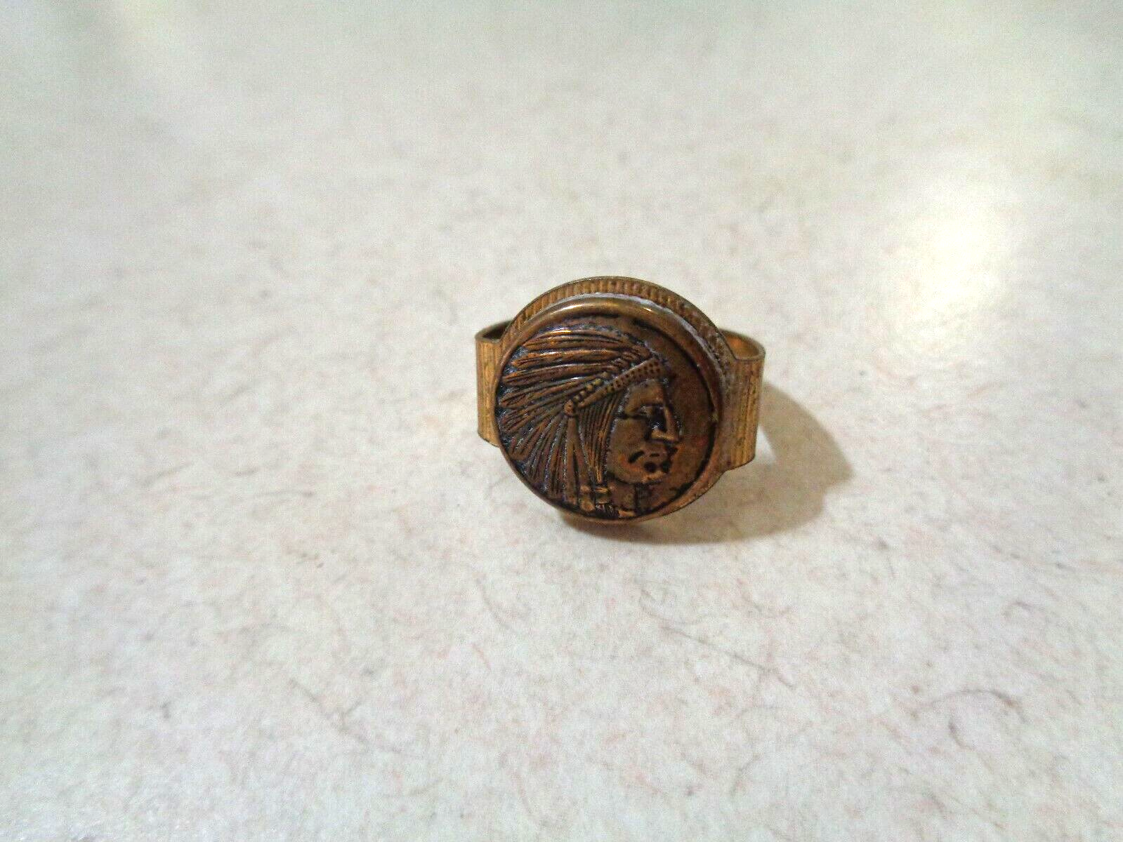 Indian Chief Ring Improved Order Of Red Men Adjustable Band Vintage Scarce