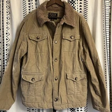 Vtg Fossil Corduroy Barn Coat Men’s Xl Sherpa Lined Grunge Academia Chore Casual