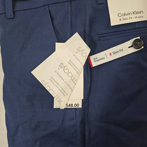 Boys calvin klein slim fit dress pant navy blue - Picture 4 of 8