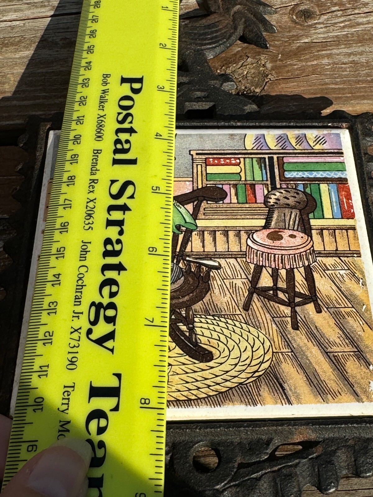 Enesco Cast Iron Tile Trivet Rooster Birds Wall Decor Vintage Art Made in Japan