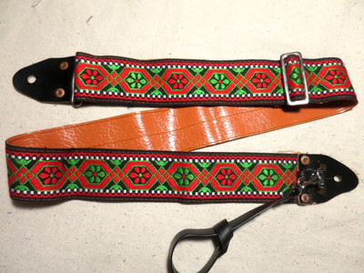 Morris Vintage Embroidered Hippie Guitar Strap, Metal Buckle, Japan c1970s
