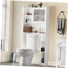  Over the Toilet Storage Cabinet with Glass Door Above Toilet Storage White
