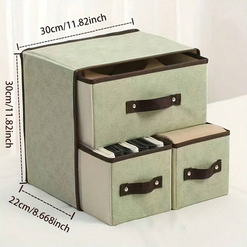 2-Layer Drawer Underwear Organizer, Foldable Fabric Storage Box for Socks Bras - Picture 15 of 52