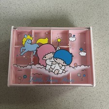 Vintage Sanrio Little Twin Stars Pink Jewelry Trinket Box Plastic Japan
