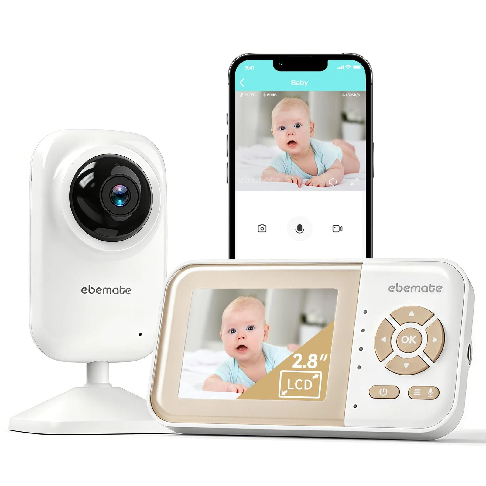 Video Baby Monitor | 2.8" LCD Screen | 1200FT Range | Temperature & Feeding A...