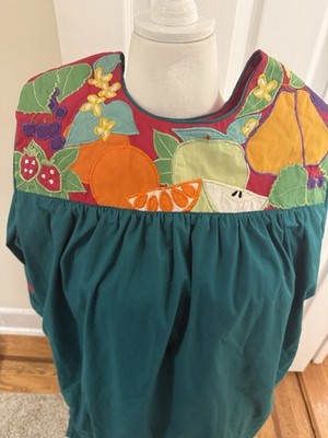 Vintage '80s Fruit Cocktail Dress Size M/L Measurements Below