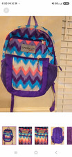 JanSport Unhinged Small Purple/Blue/Pink Chevron Backpack Polyester Zip 18x15