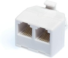 Duplex Modular Phone Wall Jack Adapter WHITE RJ11 - Splitter  One Pack
