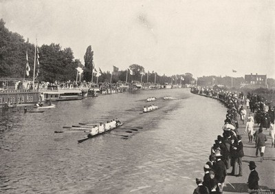 OXON. Oxford Eights. letzter Spurt für Beule 1897 altes antikes Druckbild