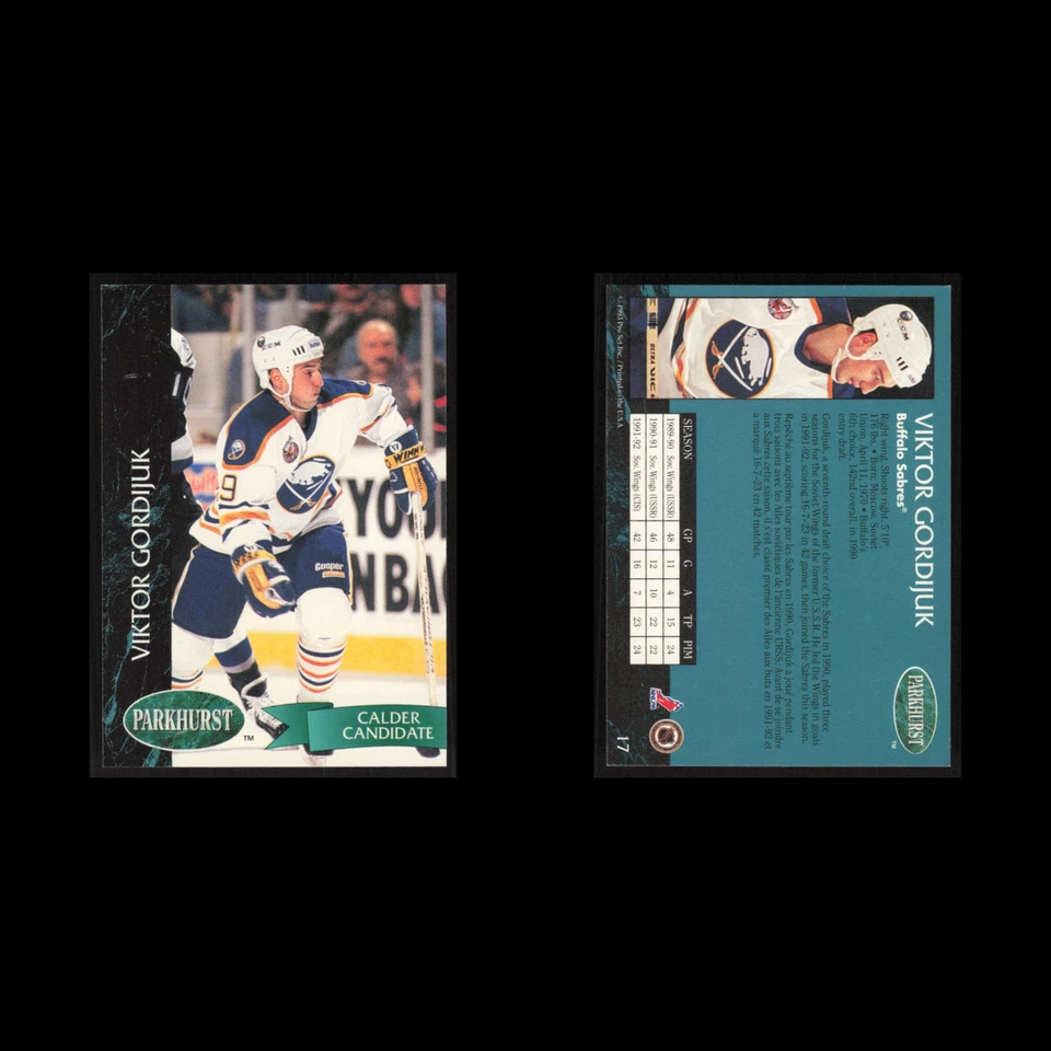 Viktor Gordiuk Rookie #17 1992 Parkhurst Buffalo Sabres Hockey Card NHL NM - Image 3 of 3