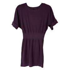 Express Mini Dress Womens Small Purple Sparkling Knit Short Sleeve Round Neck