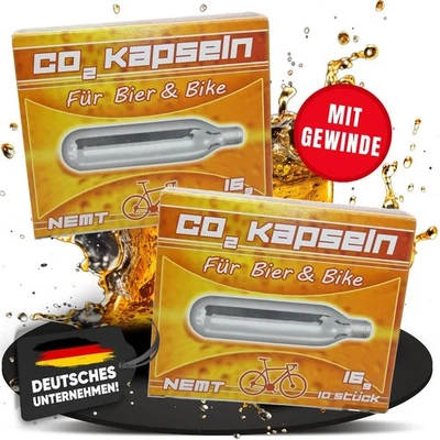 20 x Nemt Gewindekapseln Co2 16g Patronen für Bierzapfanlage, Fahrradpumpe