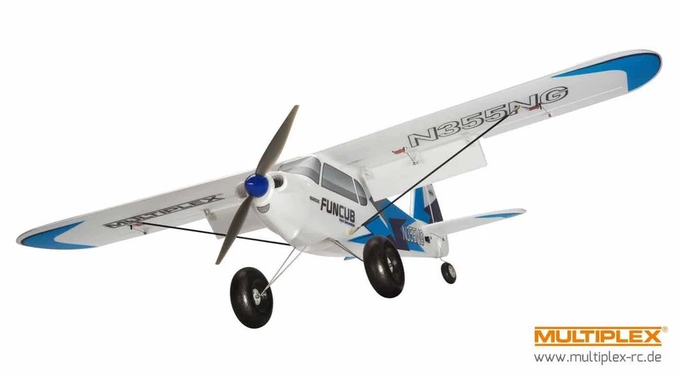 BK FunCub NG blau Multiplex MPX RC Trainer Hochdecker Landeklappe Bush Flugzeug - Bild 4 von 4
