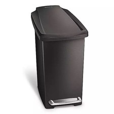 Image of Simplehuman Slim Plastic Pedal Bin - 10 Ltr - Black - LA 550