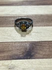 VINTAGE boho  STERLING SILVER Citrine flower ring size 4