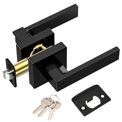 1/2/3 Pack Matte Black Square Door Lever Handle Passage Interior Lock