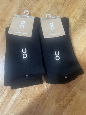 On Cloud 6-pk Mid Crew Socks Run On Clouds Size Medium Black Performance Unisex