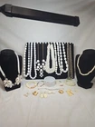 Vtg Now White Mixed Bulk Costume Jewelry Lot Necklace Bracelet Earrings #1031