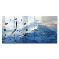 Glasuhr Wanduhr Mit FließEnden Zeigern Berggipfel Schwarze Zeiger 60X30 Cm