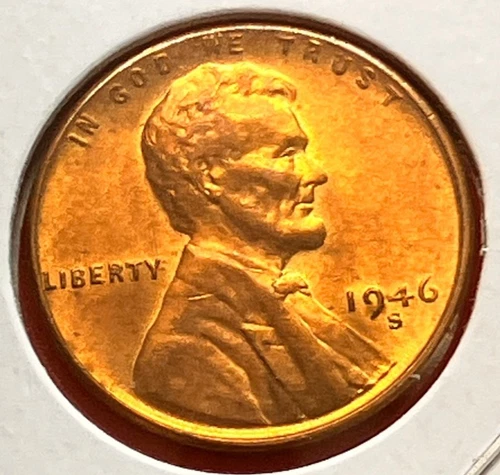 1946-S Lincoln Wheat Cent Penny GEM RED BU From an Original Bank Roll