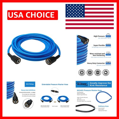 #ad Durable 25FT Kink Resistant Pressure Washer Hose 3000 PSI Compatible Hose $29.44
