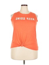 Camp David Women Orange Sleeveless T-Shirt 2X Plus