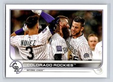 2022 Topps #222 Charlie Blackmon; C.J. Cron; Dom Nunez; Colorado Rockies Card