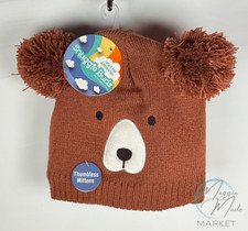 New Snuggle Buds Bear Infant Hat Mitten Set Brown 0 12 Months Winter