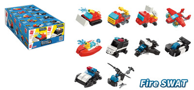 QMAN Trans-Collector 3IN1 Feuerwehr und Polizei Bausatz Konstruktionsspielzeug