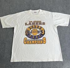 Vintage 2002 Lakers 3-Peat Western Conference Champs T-Shirt 2XL Stains Y2K