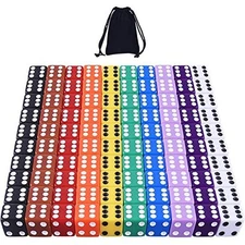 AUSTOR 100 Pieces Game Dice Set 10 Colors Square Corner Dice with a Free Storage
