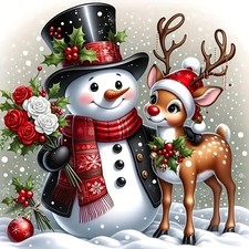 Christmas 5D Diamond Art Kits for Adult, Xmas Snowman Deer Diamond Painting Kits