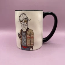 Hipster Animal Coffee Mug - Cool Llama in Sweater and Sunglasses, Stoneware