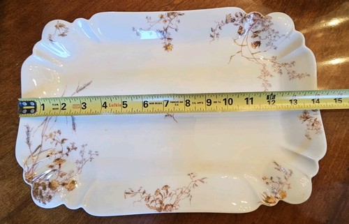 14" Haviland Limoges Blau Grün Gelb Rose Rost Gold Platte Tablett Schleiger 266 - Bild 11 von 12