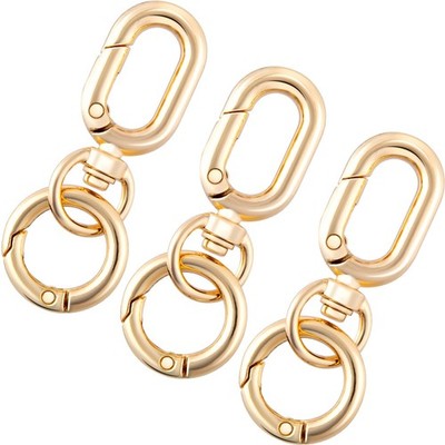 Winsyison 3 Pack Double Opening Keychain Clips, Swivel Spring Snap Hooks Gold