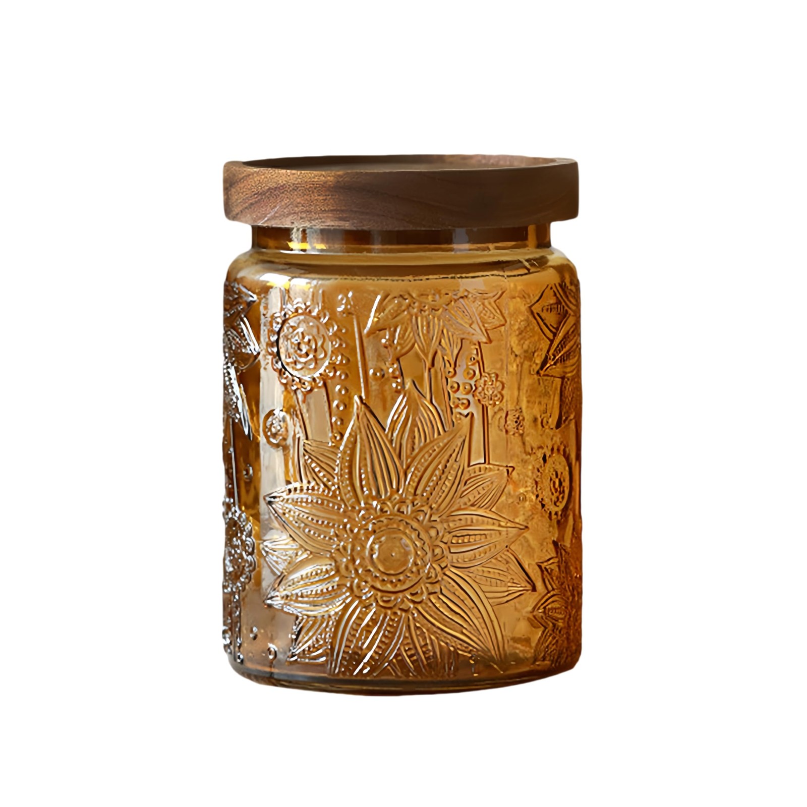 Vintage 23.7oz Glass Jar with Solid Wood Lid - Airtight Storage for Loose Tea...