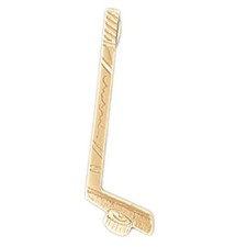 Hockey Club and Ball Charm Pendant 14k Gold