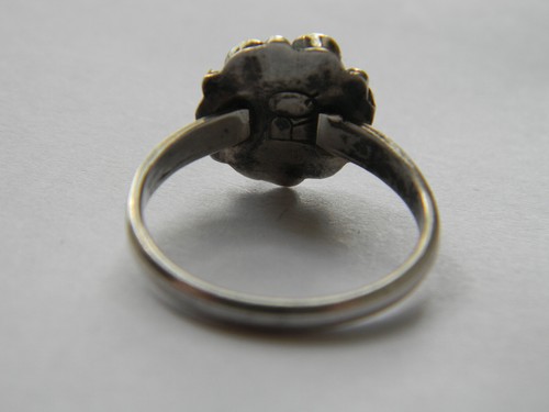 N.A. Zuni Signed RQ Panteah Sterling Silver & Turquoise Cluster Ring Sz 8.5 - Picture 7 of 10