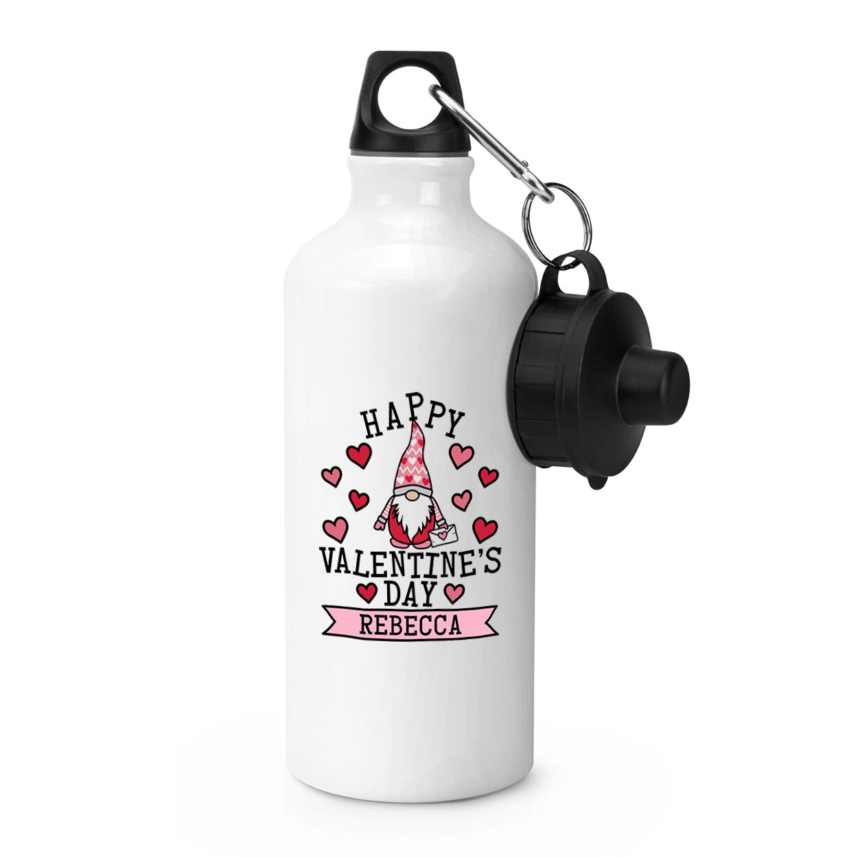 Personalised Happy Valentines Day Gonk Gnome Sports Water Bottle Girlfriend Wife