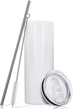 24pcs 20oz Sublimation Skinny Straight Tumblers Stainless Insulated Cup Straws