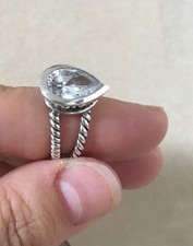 New Barse Ring Size 7, Solid Sterling Silver, Swarovski crystal Drop